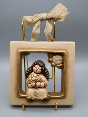 Bonzer Engel Thun Ceramic Art Pottery Singing Angel Wall Plaque Hanging Italy